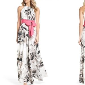 Eliza J maxi chiffon halter gown
